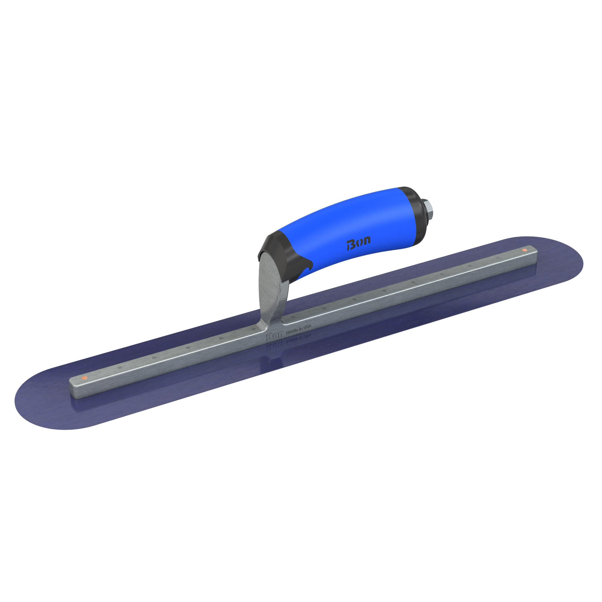 Bon Steel City, Fin. Trowel -Rnd - BlueSt. - 18 x 3 - CMFT Grip, Blade Material Blue Steel, Blade Length 18 in, Blade Width 3 in, Model# 67-153